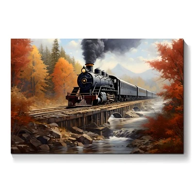 Steam Train Landscape Canvas Art Home Decor Wall Art Posters Prints Painting 082 - Image 1 of 4