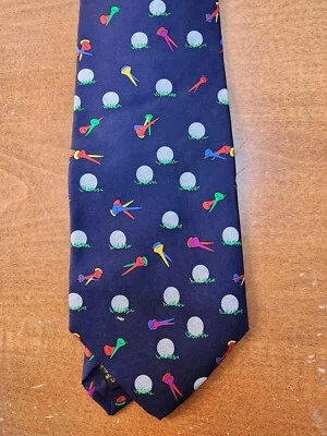 ALYNN 100% Silk Tie Golfing Medley Mark Fore Strike Golf Mens Necktie Neckwear - Image 1 of 4