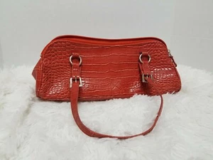 Orange handbag fauxcroc small purse Satchel BisouBisou brand handbag lightweight - Picture 1 of 5