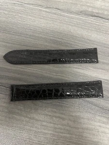 NEW Original Cartier Black Leather Watch Band 18mm - 16mm Alligator Strap - Picture 1 of 3