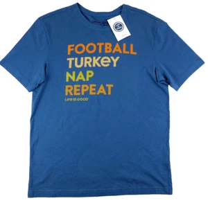 Life Is Good Brand: Camiseta de fútbol pavo repetición de siesta para hombre nueva con etiquetas talla pequeña  - Imagen 1 de 4