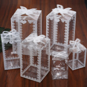 10Pcs Transparent PVC Gift Box Cake Candy Packaging Boxes Wedding Xmas Favors