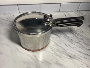 Vintage Revere Ware 1801 Stainless Pressure Cooker 4 qt. Pot Copper Clad Bottom - Picture 1 of 6