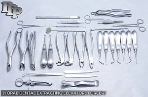 31 Stck. Oral Zahnextraktion Chirurgie Extraktion Aufzüge Pinzette Instrumente - Bild 1 von 3