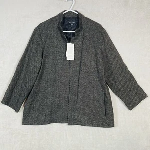 Eileen Fisher Tweed Jacket Blazer Wool Viscose Blend Pockets Gray Size Large NEW - Picture 1 of 9