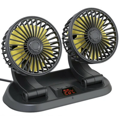 Dual Head Car Fan Portable 360° Rotatable Auto Dashboard Cooling Air Cooler Fans - Image 1 of 4
