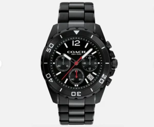 NEW COACH KENT 14602554 IP BLACK STAINLESS CHRONO MENS WATCH 44MM - Picture 1 of 4