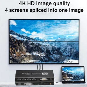 4K 2x2 HDMI DVI Video Wall Controller Processor 1x2 1x3 1x4 Multi Screen Splicer - Afbeelding 1 van 14