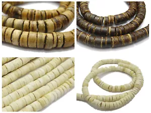 2 Strands of 22" Natural Coconut Column Heishi Beads 8mm Jewelry Making Craft - Picture 1 of 10