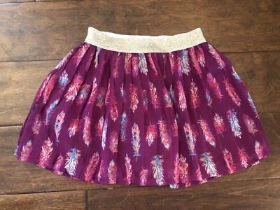 Girls Pink Skirt Size 6 SONOMA used With Feathers Tribal Fuchsia Used - Image 1 of 4