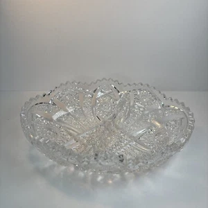Imperial USA Leaded Crystal Divided Dish Sawtooth Relish/Olive/Candy Vintage - Picture 1 of 7