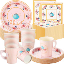 Tea Party Decorations Paper Tea Cups Plates Napkins 7 Oz Disposable Tea Cups wit