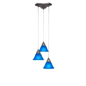 Toltec Europa 3 Light Mini Pendant, Nickel, 7" Blue Italian Glass - 28-BN-4155 - Picture 1 of 1