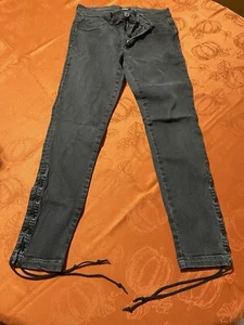 Hudson Nix Lace Hem Crop Black Mercury Hail Lace Ankle Jeans Size 27 - Picture 1 of 5