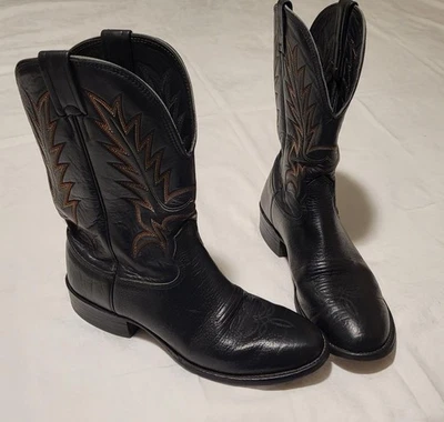 Botas de caubói Larry Mahan, tamanho: 9,5 D, pretas - Imagem 1 de 4