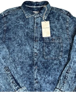 Camicia Uomo Tommy Bahama Indigo Beach Manica Lunga Blu Indaco M Medium NUOVA BELLA - Foto 1 di 5