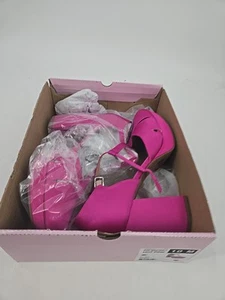 Nuevo Pop Westerly Talla 10 M Rosa Caliente Plataforma T Correa Tacones Altos Zapatos Barbie - Imagen 1 de 8