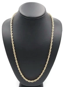 Collar de cadena cuerda hueca clásico Perú 10KT oro amarillo 4,9 mm 24" por RL - 7,07 g - Imagen 1 de 14