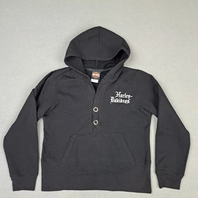 Suéter Y2K Harley Davidson Mujer Mediano Negro Pullover Bolsa Bolsillo California Foto 1 de 4