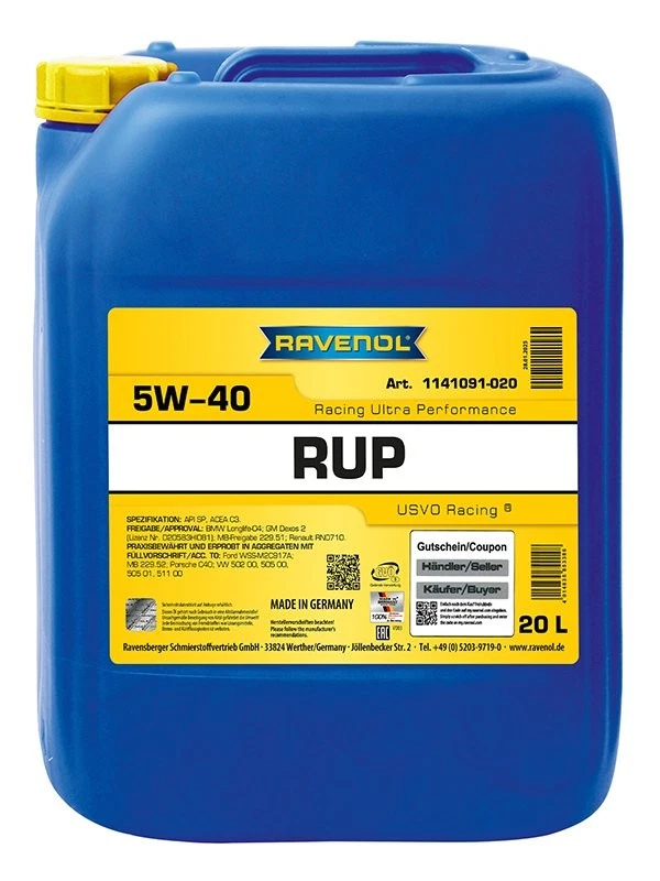 RAVENOL RUP Racing Ultra Performance SAE 5W-40 20 L