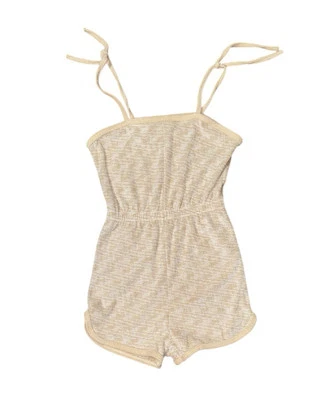 1970s 1980s Vintage Oatmeal Beige Terry Cloth Romper Women’s Small  - Image 1 of 3