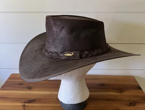 Vintage Coastline Hat Co. Distressed braun australisches Leder Wildleder Größe M - Bild 1 von 10