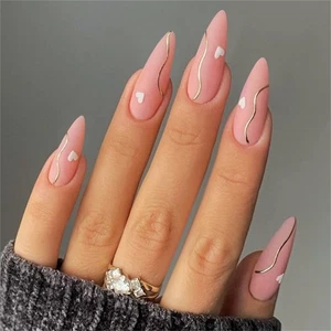 Valentine Press on Nail,Almond Fake Nail on Nail False Nail Acrylic Nail - Picture 1 of 8
