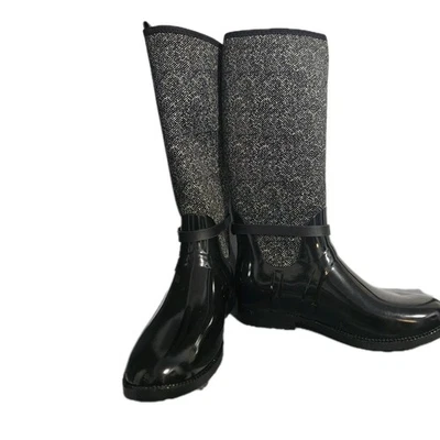 Bew sin caja Michael Kors Charm Stretch Neopreno Negro Y Gris Botas de Lluvia Talla 10 Foto 1 de 4