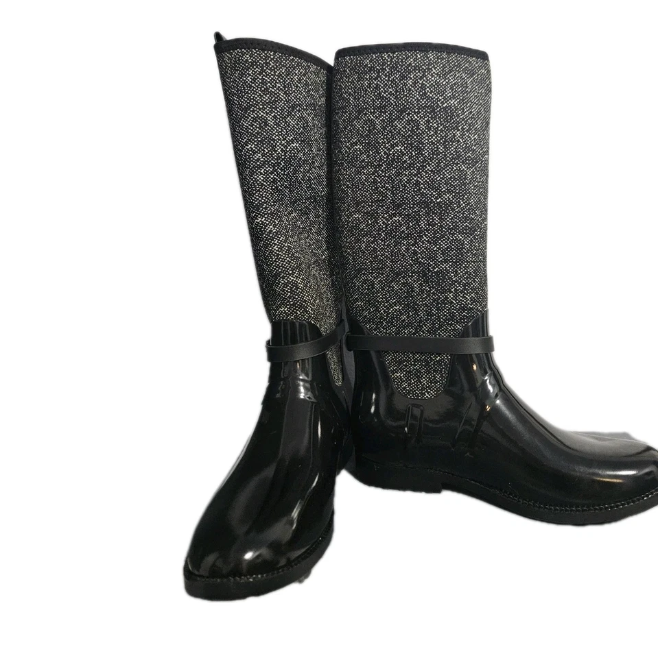 Bew sin caja Michael Kors Charm Stretch Neopreno Negro Y Gris Botas de Lluvia Talla 10 Foto 1 de 4