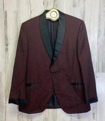 Vintage Lord West Tuxedo Dinner Jacket Rockabilly Red Shawl Lapel - Image 1 of 4