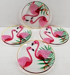 (4) Pier 1 set piatti insalata fenicottero rosa foglie di palma decorazione pranzo tropicale lotto - Foto 1 di 24