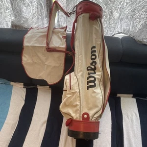Vintage Wilson Sports Professional Red / White Faux Leather Golf Bag w/Strap 34” - Picture 1 of 11