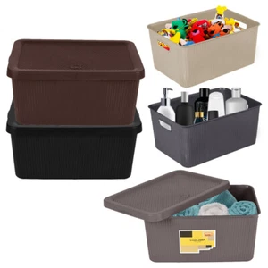 [Pack de 2] Tapas de caja de almacenamiento apilables pequeñas de plástico para oficina en casa cocina - Imagen 1 de 31