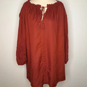 New BELLE CURVE Womens boho top peasant blouse Size 16+ 3/4 sleeves embroidered - Picture 1 of 12
