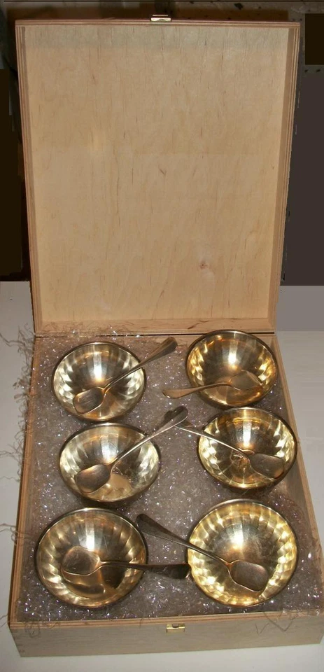 IDEA REGALO NOZZE COMPLEANNO VINTAGE ANNI 30 6 COPPETTE PALETTE GELATO MACEDONIA - Immagine 1 di 1