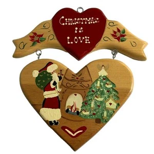 JDL Inc Christmas is Love Folk Art Wooden Wall Hanging Hand Painted Santa Claus - Picture 1 of 9