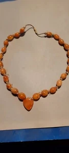 Vintage Orange Carnelius Stone Necklace - Picture 1 of 13