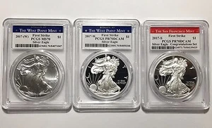 2017 W S PCGS PR MS 70 FS 1oz Silver Eagle $1 Proof BU Congratulations Set  - Picture 1 of 2