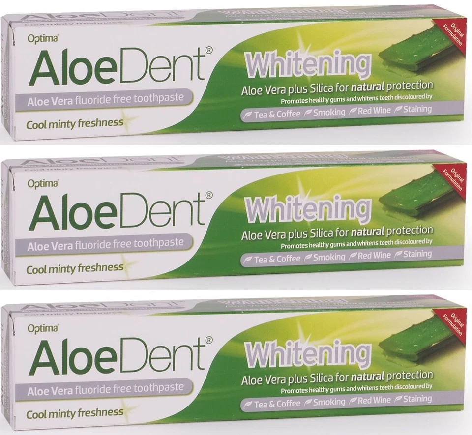 AloeDent Whitening 100 ml Fluoride-Free Toothpaste - 3 Pack
