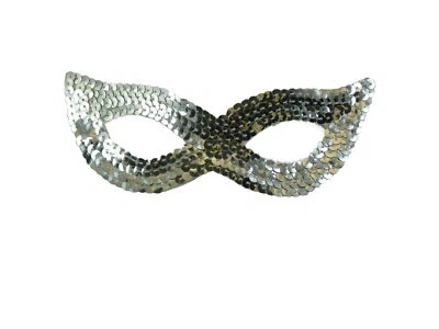 TRIXES Silver Sequin Masquerade Mask NEW Fancy Dress Party Carnival Ball - Image 1 of 3