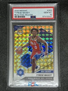 2020 Panini Mosaic TYRESE MAXEY RC #263 REACTIVE YELLOW PSA 10 GEM MT ROOKIE - Bild 1 von 2