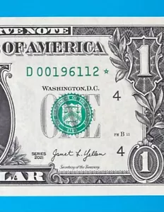 1961 December : D 00196112 * YEAR / MONTH $1 One Dollar Bill Star Note *UNC* - Picture 1 of 3