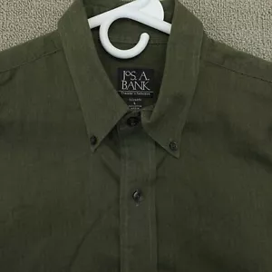 Camisa Jos A Bank Para Hombre Grande Viajero Verde Sólida Abotonada Manga Larga Algodón - Imagen 1 de 11