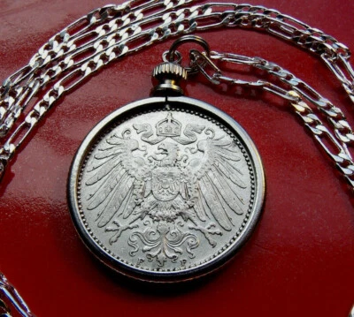 1900-1915 GERMAN MARK SILVER PENDANT 20" 925 Italian Silver 3MM Sterling Chain  - Image 1 of 2