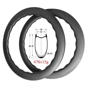 700C Wave Carbon Rim 60mm Deep 28mm Wide Road Bike Disc Tubeless Clincher 24H - Bild 1 von 5