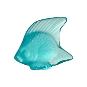 LALIQUE CRYSTAL PALE TURQUOISE FISH SCULPTURE #3002500 BRAND NIB SAVE$$ F/SH - Picture 1 of 2