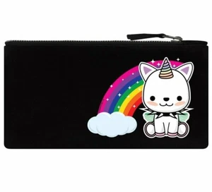 Rock Unicorn Black Pencil Case/Make up Bag, Rainbow, Cat, Unikitty, Gothic, Gift - Picture 1 of 4