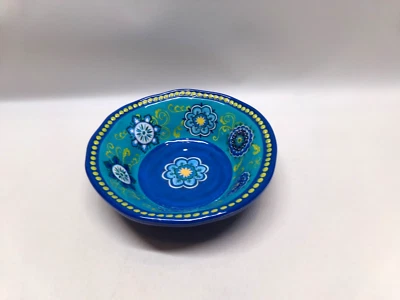 Cynthia Rowley Blue Melamine Cereal Bowl with Hand Painted Look Floral Design - Image 1 of 4