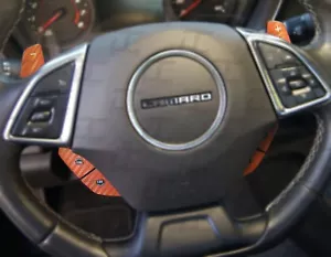 2016-2022 Camaro Orange Carbon Fiber Steering Wheel Paddle Shifter Decal Kit - Foto 1 di 3