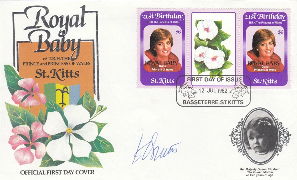 Prince William Royal Birth Princess Diana OVERPRINT St Kitts FDC 1982 (136952) - Image 1 of 1